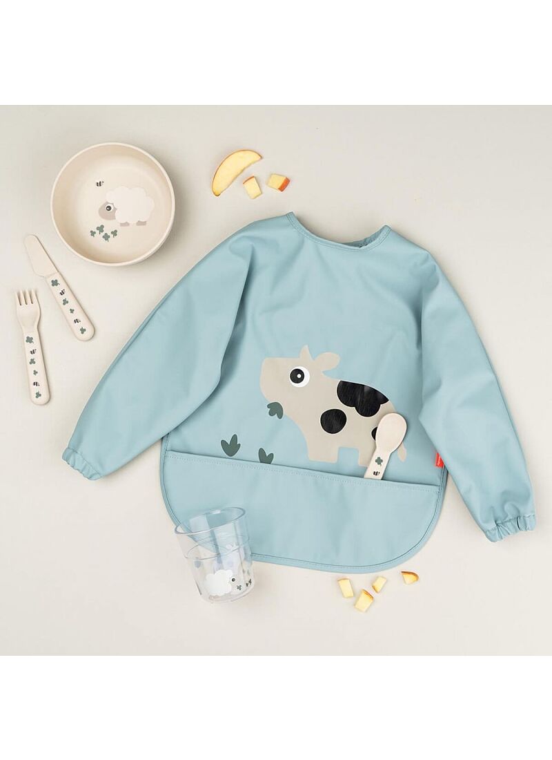 LONGSLEEVED BIB TINY FARM BLUE