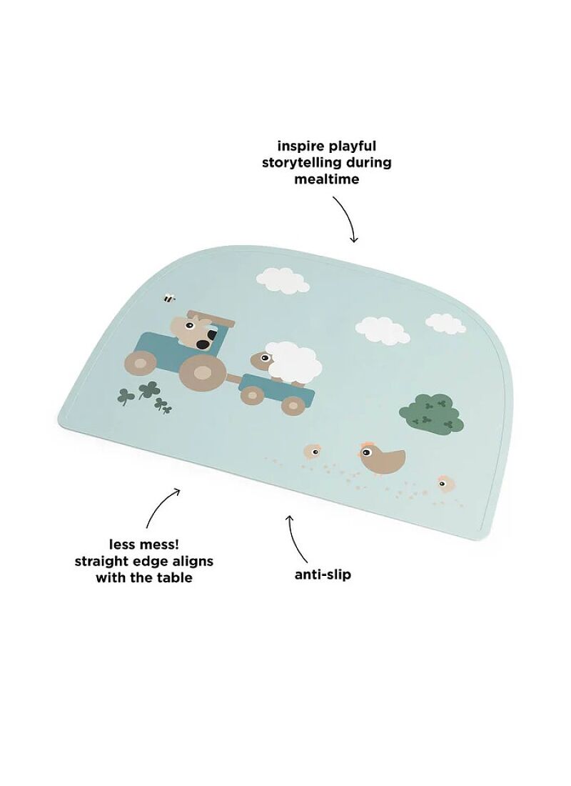 SILICONE PLACE MAT TINY FARM BLUE