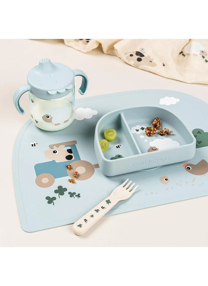 SILICONE PLACE MAT TINY FARM BLUE