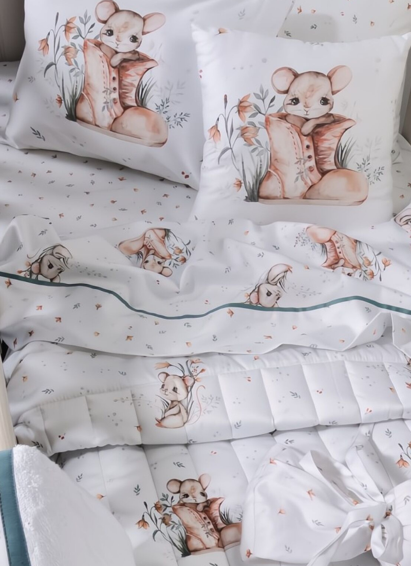 CRIB DUVET SATEEN LITTLE MOUSE (BS856)