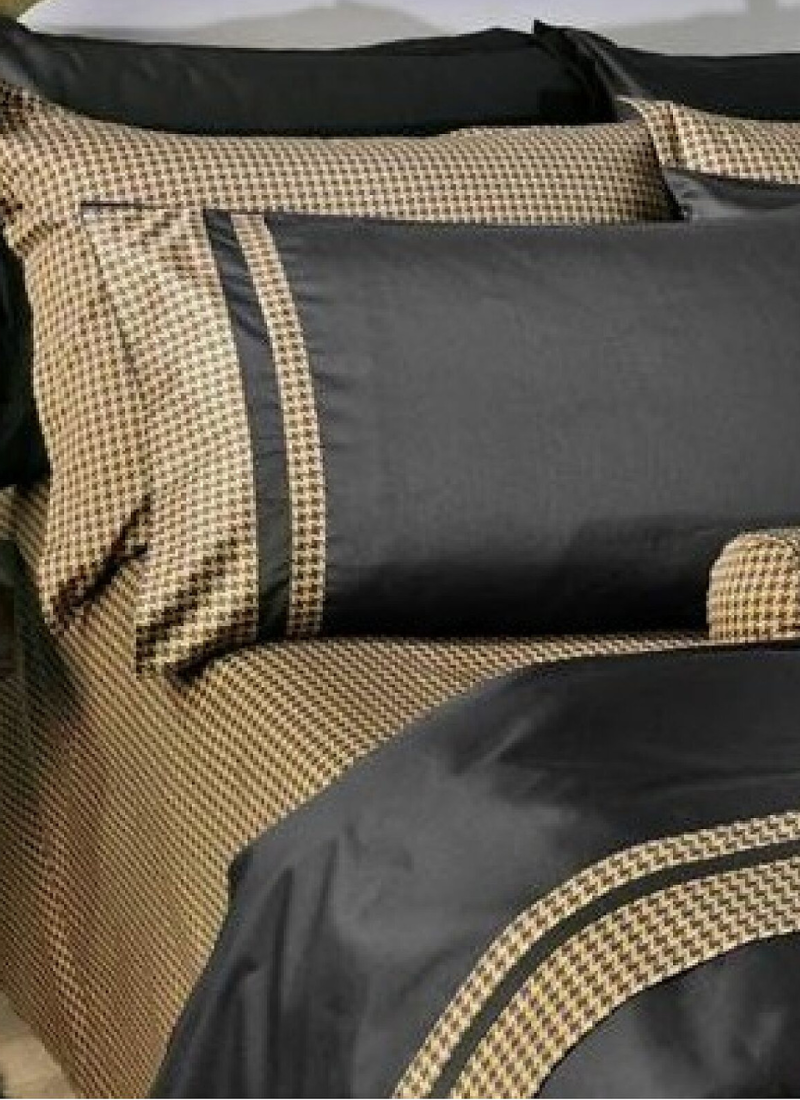 QUEEN SHEET SET PIED DE POULE BLACK (S827)