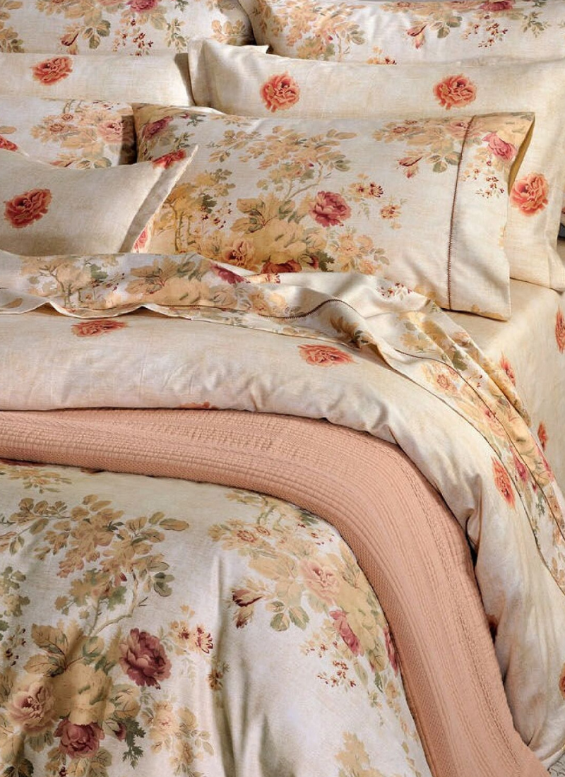 QUEEN SHEET SET ENGLISH FLOWER BEIGE (S885)