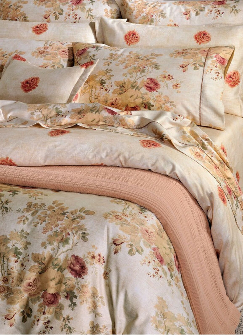 DOUBLE SHEET SET ENGLISH FLOWER BEIGE (S885)