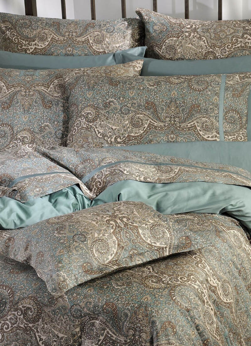 QUEEN DUVET COVER SET BOMBAY PETROL (S833)