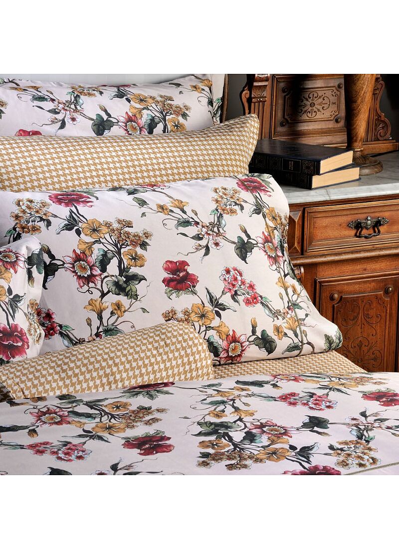 KING SIZE SHEET SET BEIGE FLOWER (S868)