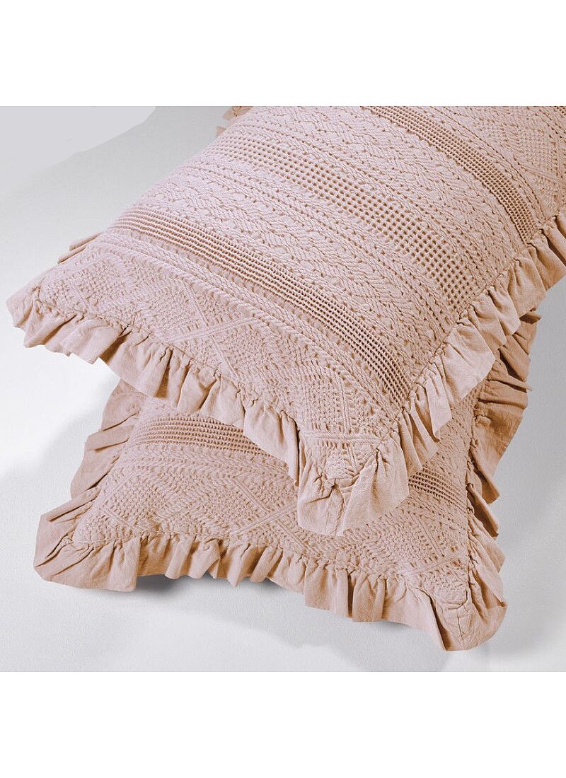 DECORATIVE PILLOWCASE KNITTED WITH VOLAN 454 PEACH