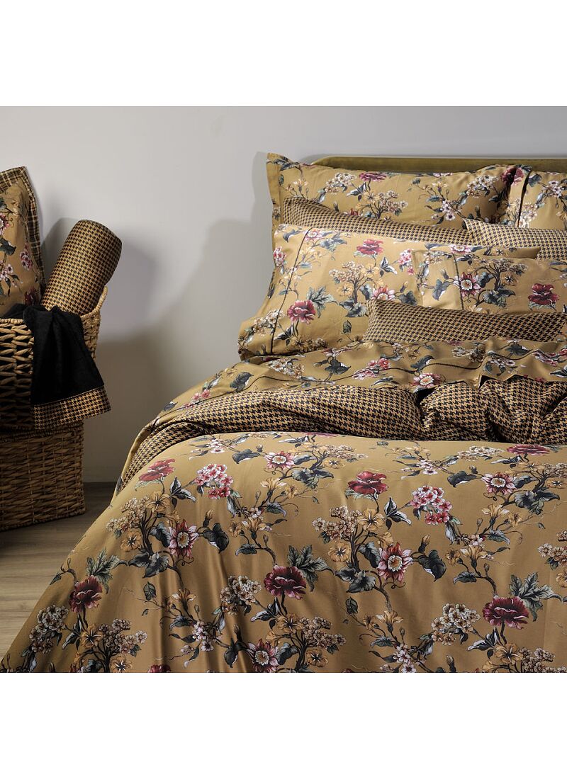 SINGLE SHEET SET SATEEN GOLD FLOWER S826