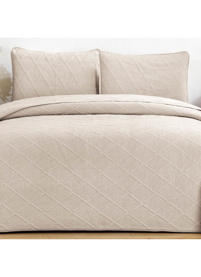 DOUBLE QUILT SET DIAMOND BEIGE