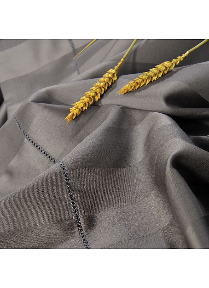 QUEEN SHEET SET ZAQUARD DARK GREY WITH AJOUR