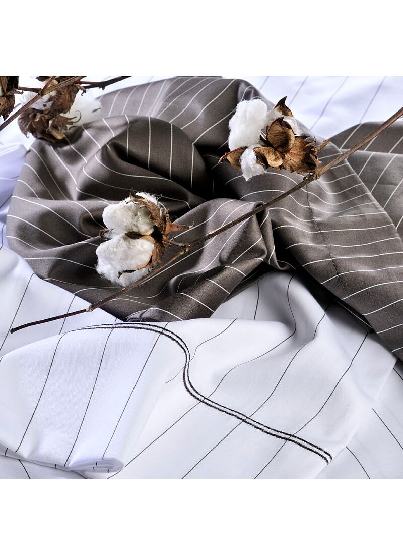 DOUBLE SHEET SET PIN STRIPE D.GREY (S884)