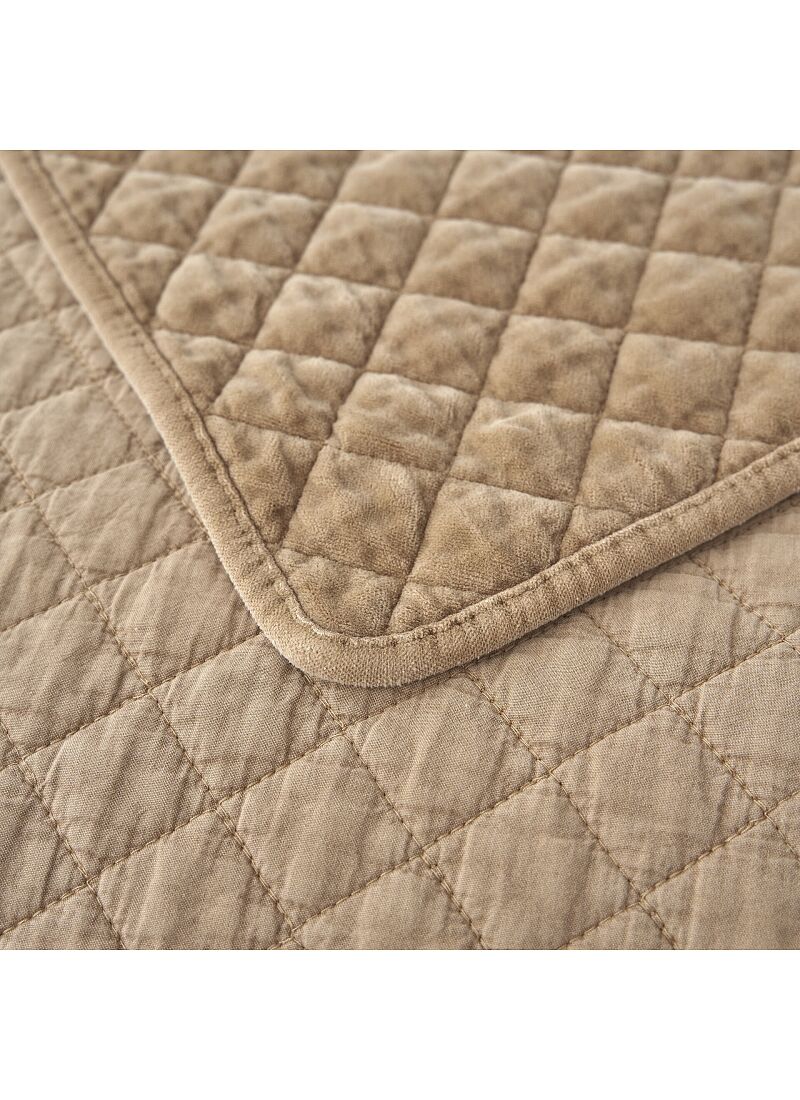 KING SIZE QUILT SET VELVET BEIGE