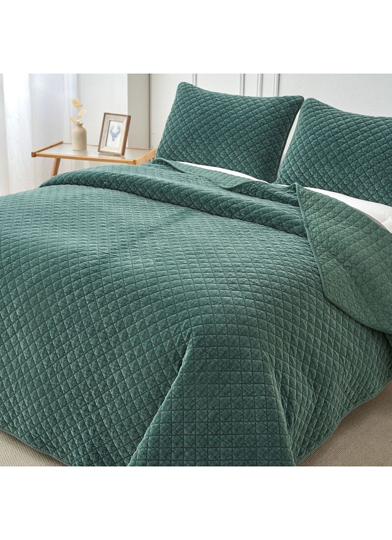 DOUBLE QUILT SET VELVET GREEN