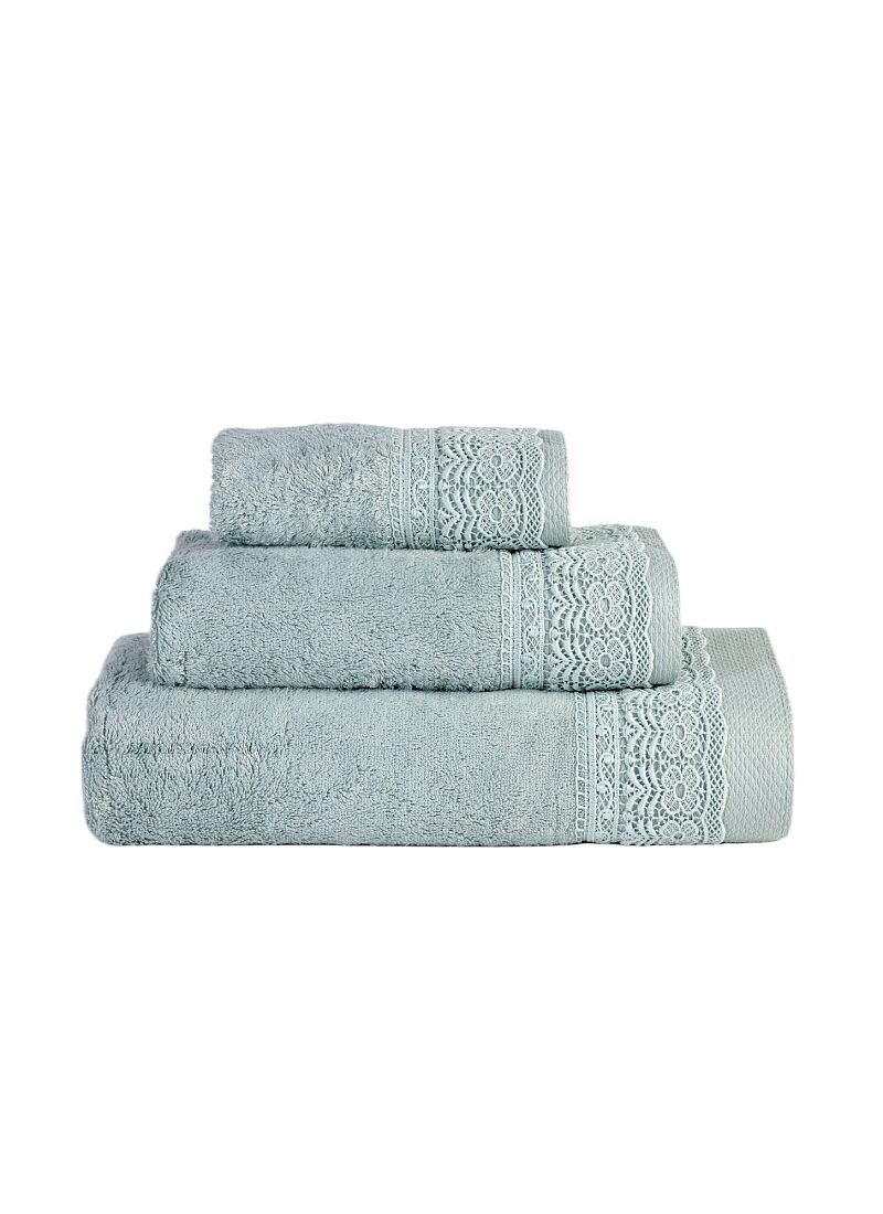 3 PC TOWEL SET LACE AQUA