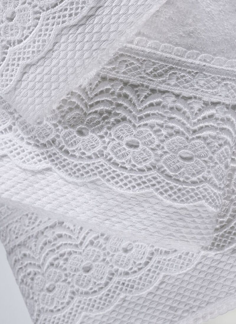 3 PC TOWEL SET LACE WHITE