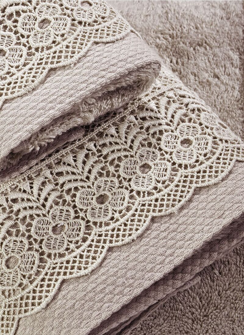 3 PC TOWEL SET LACE BEIGE
