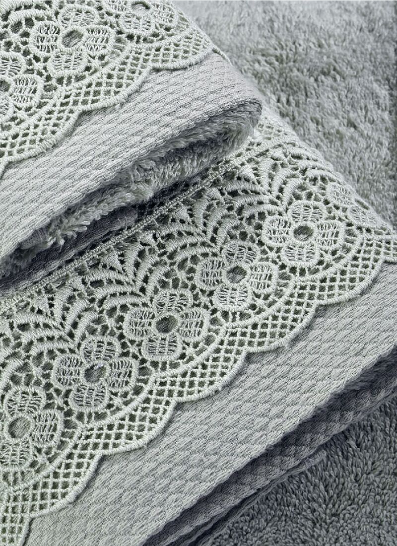 3 PC TOWEL SET LACE AQUA