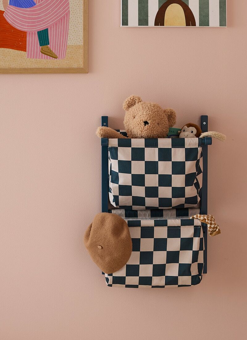 WALL MOUNTED FABRIC STORAGE SHELF PETROL