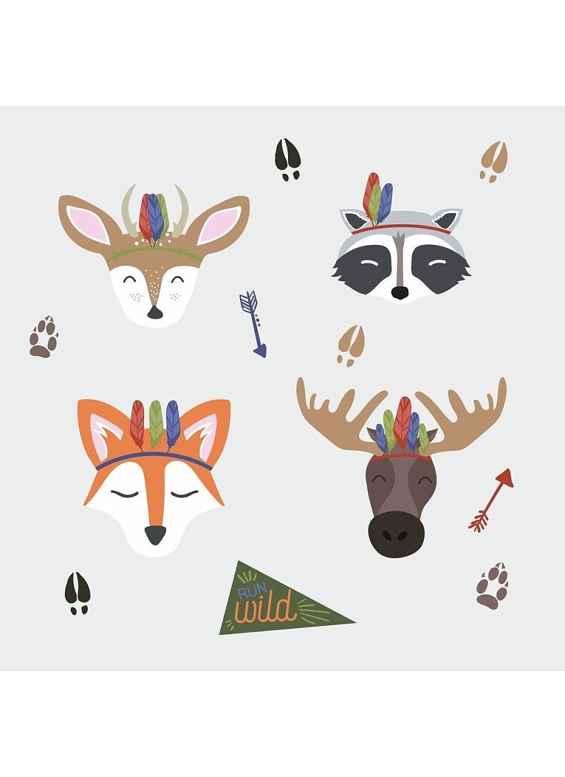 WALL STICKERS SLEEPY WOODLAND ANIMALS