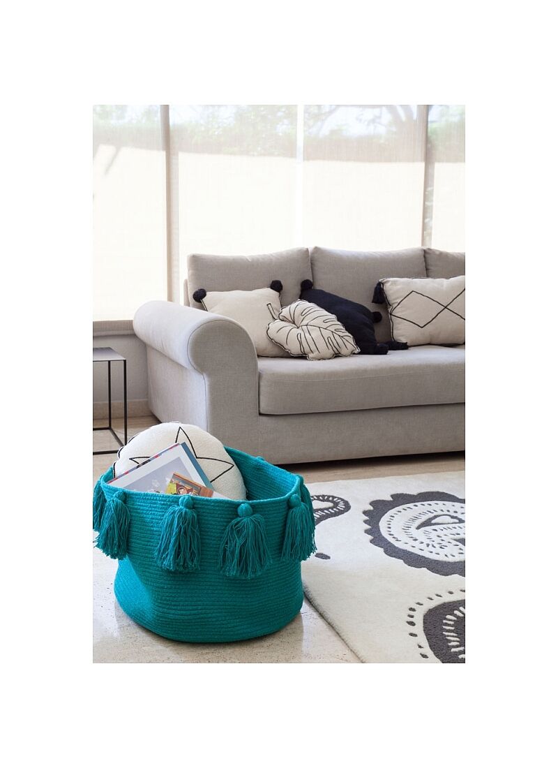 BASKET TASSELS PETROLEUM (30X45)