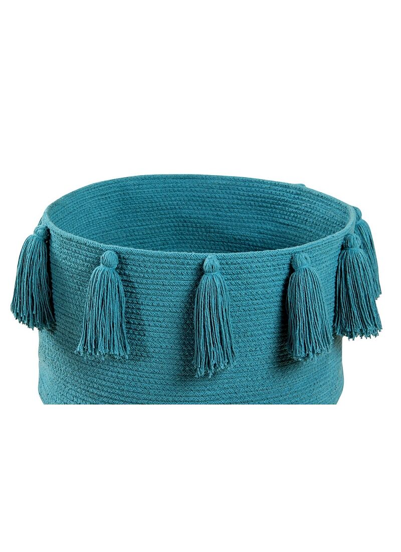BASKET TASSELS PETROLEUM (30X45)