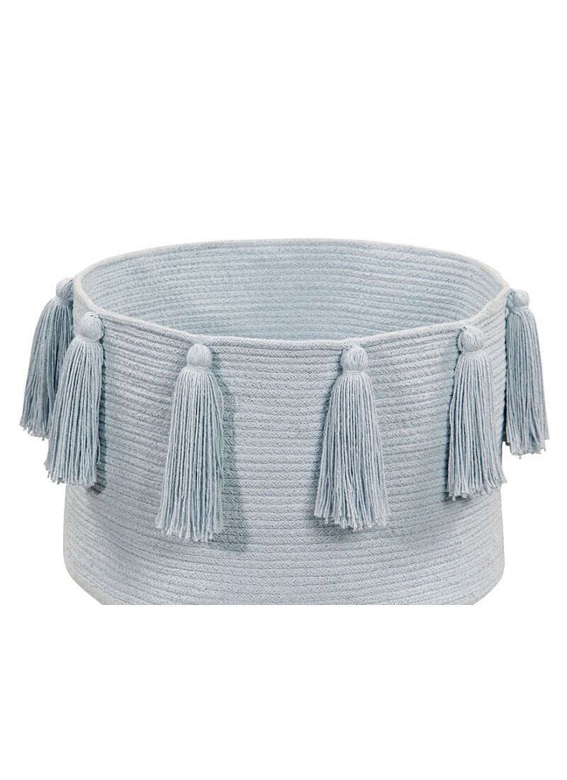 BASKET TASSELS SOFT BLUE (30X45)
