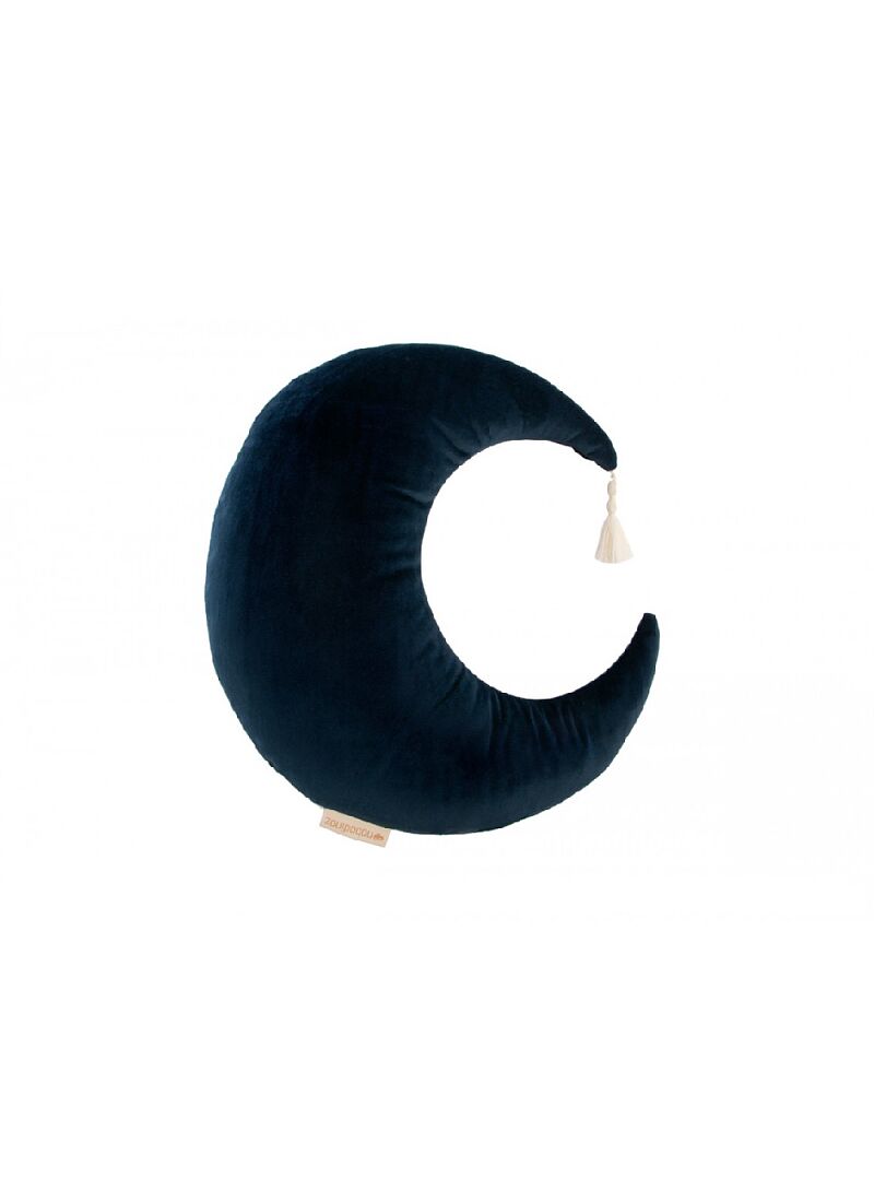 CUSHION PIERROT VELVET MOON NIGHT BLUE