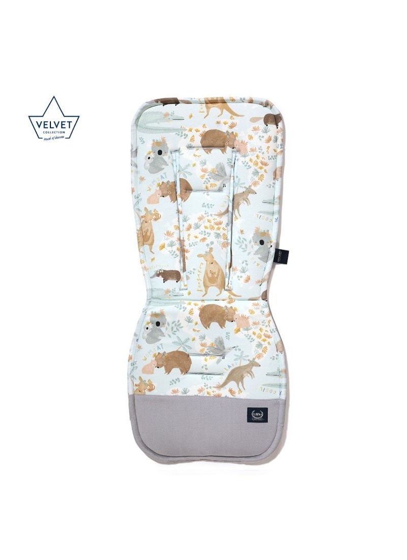 STROLLER PAD DUNDEE & FRIENDS BLUE VELVET GREY MULTI
