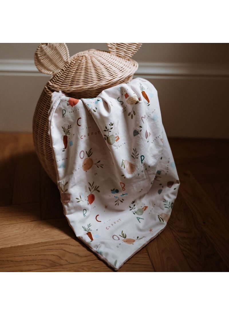 CRIB BLANKET ABC FRUITS SMOKE ROSE