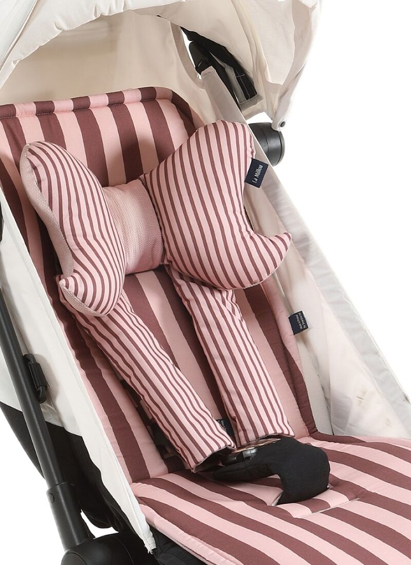 STROLLER PAD STRIPES PINK MULTI