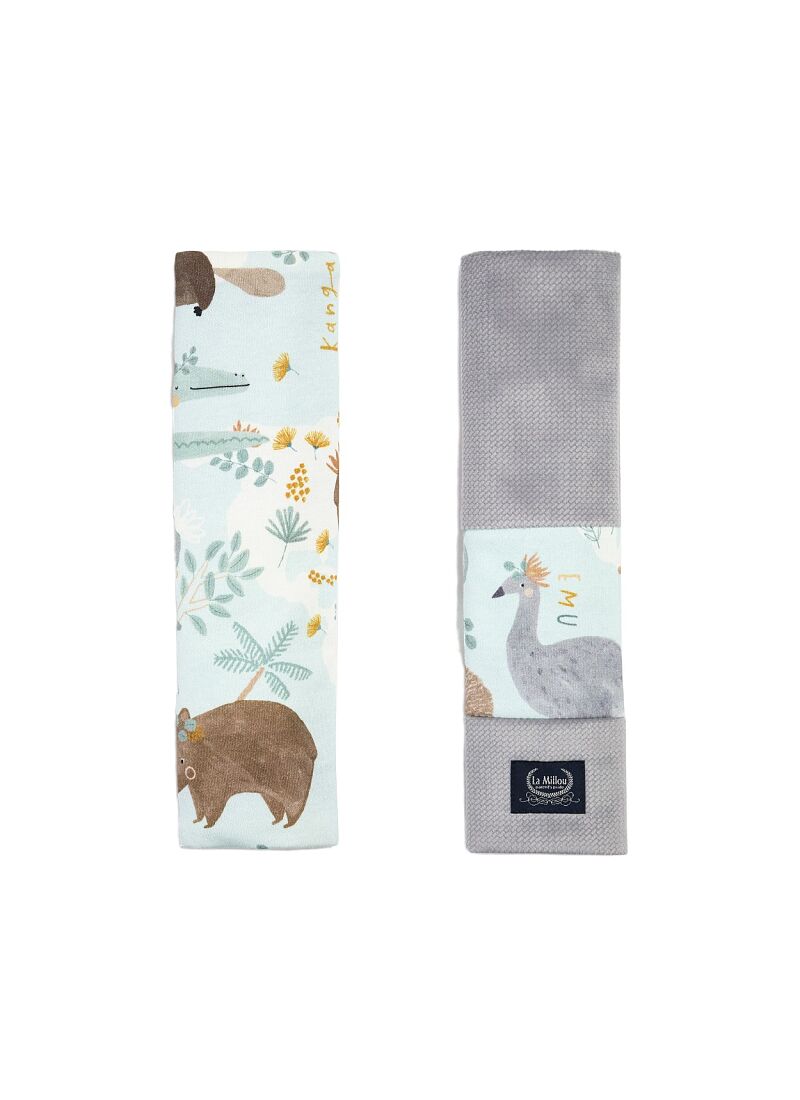 SEAT BELT COVER DUNDEE & FRIENDS BLUE VELVET GREY