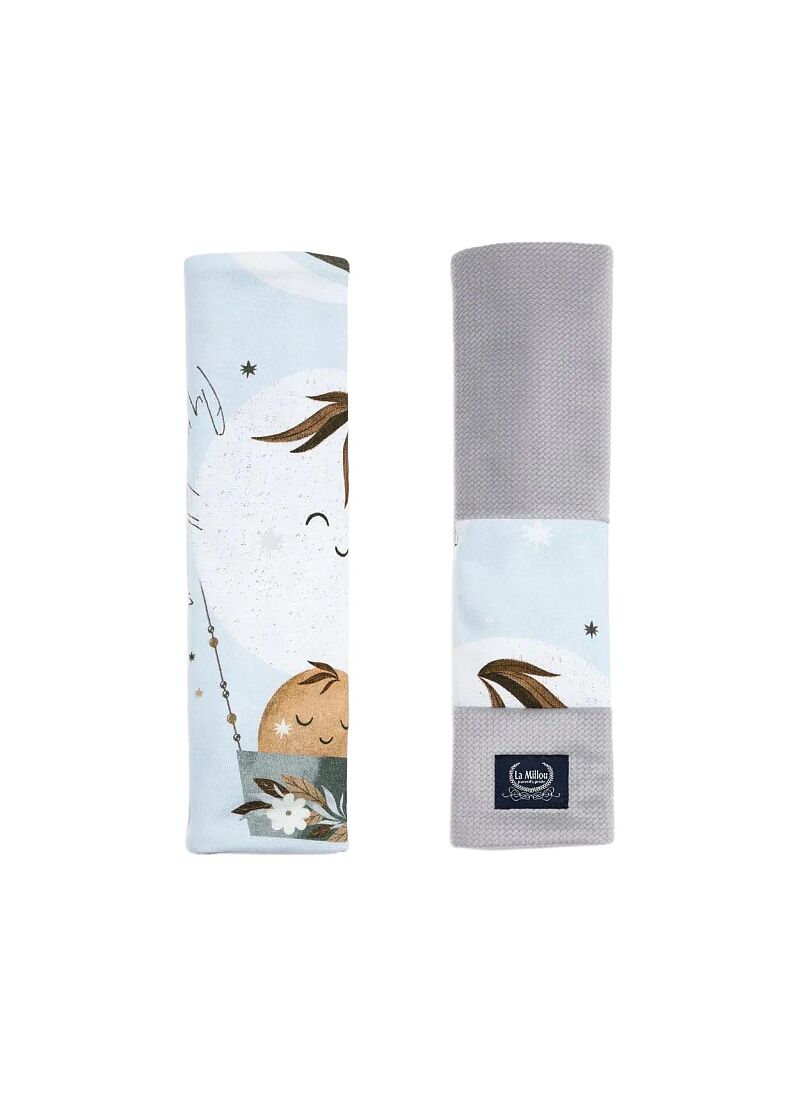 SEAT BELT COVER FLY ME TO THE MOON SKY VELVET GREY