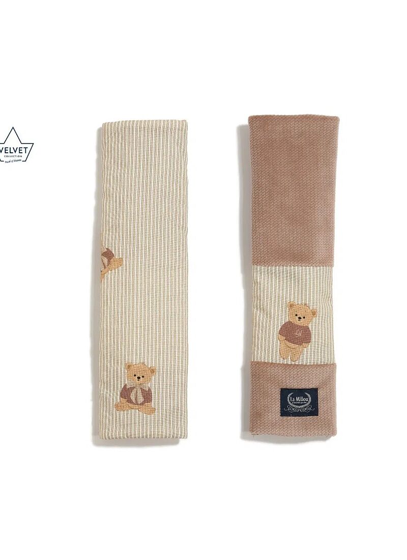 SEAT BELT COVER BABY BEAR VELVET MOCCA