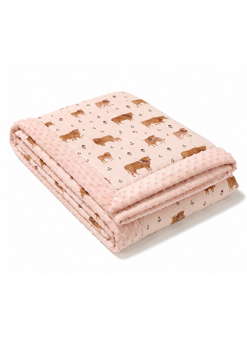 ADULT BLANKET (140X200) MOO MEADOW POWDER PINK