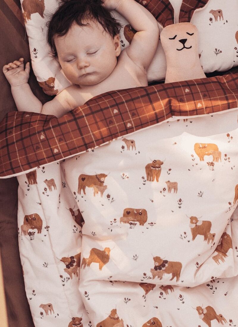 CRADDLE BLANKET (80X100) MOO MEADOW POWDER PINK