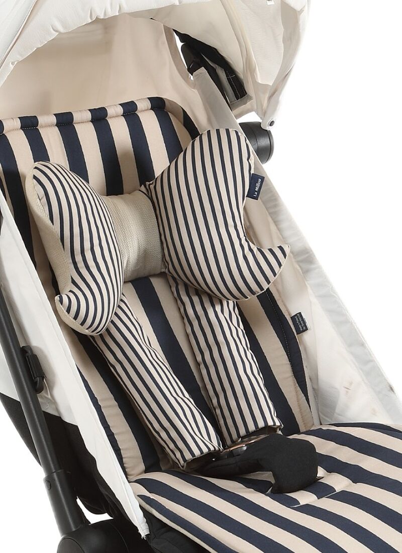 STROLLER PAD STRIPES BLUE MULTI