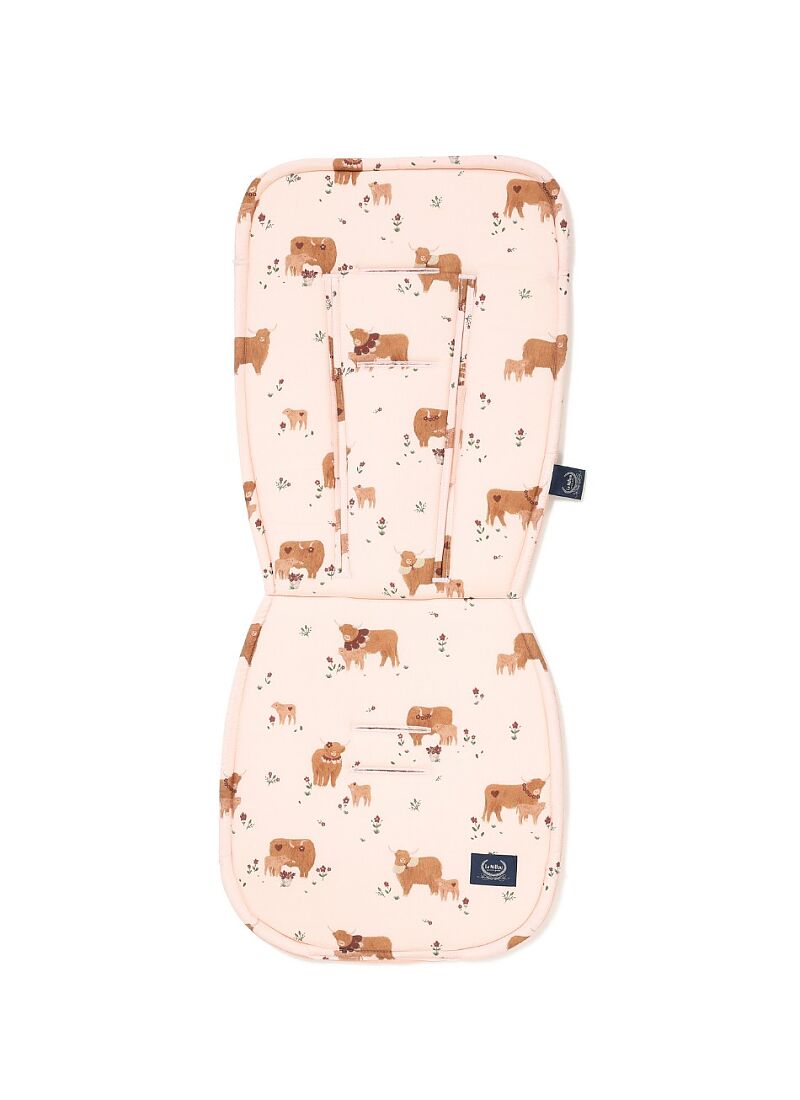 STROLLER PAD MOO MEADOW VELVET POWDER PINK MULTI