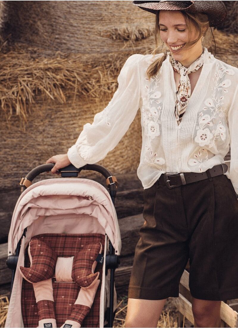 STROLLER PAD MOO MEADOW VELVET POWDER PINK CLASSIC