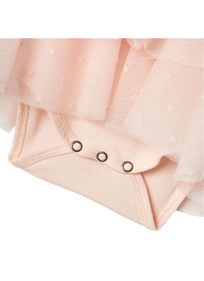 DRESS WITH RUFFLES PEACH BLUSH