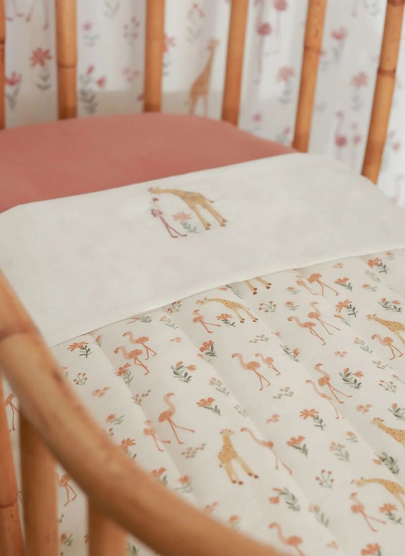 QUILTED  CRADLE BLANKET (70x100) BLOOMING SAFARI