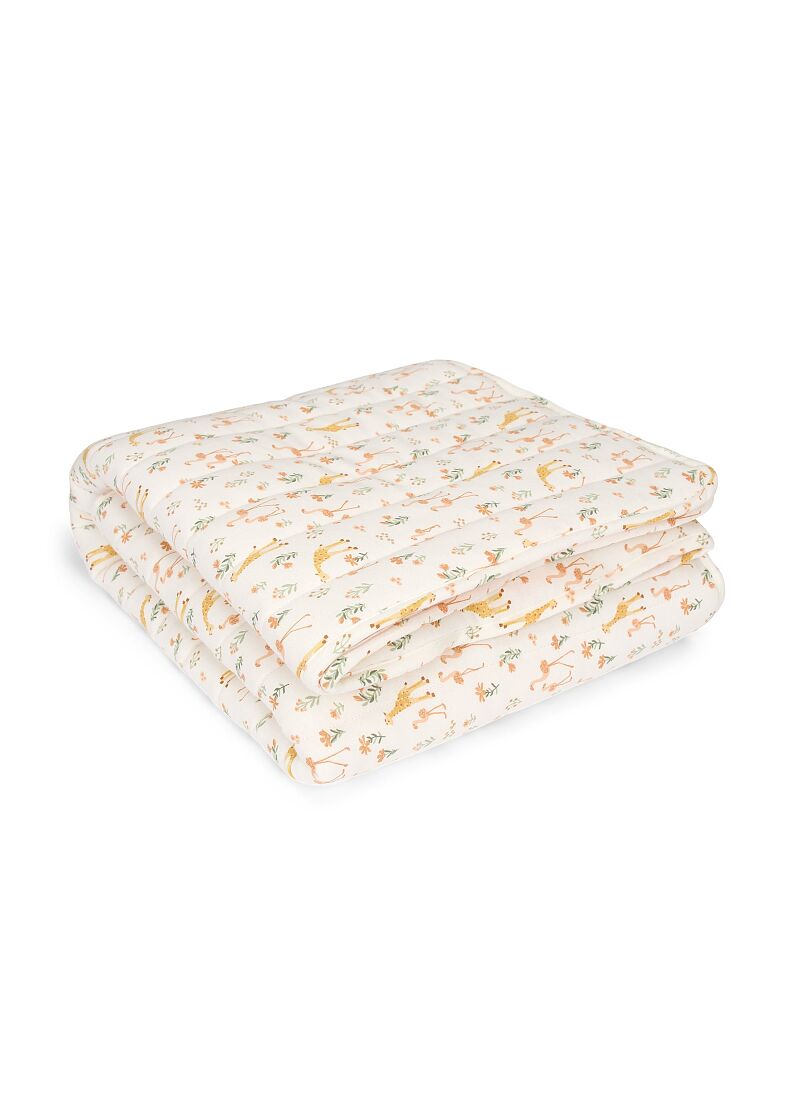 QUILTED  CRADLE BLANKET (70x100) BLOOMING SAFARI