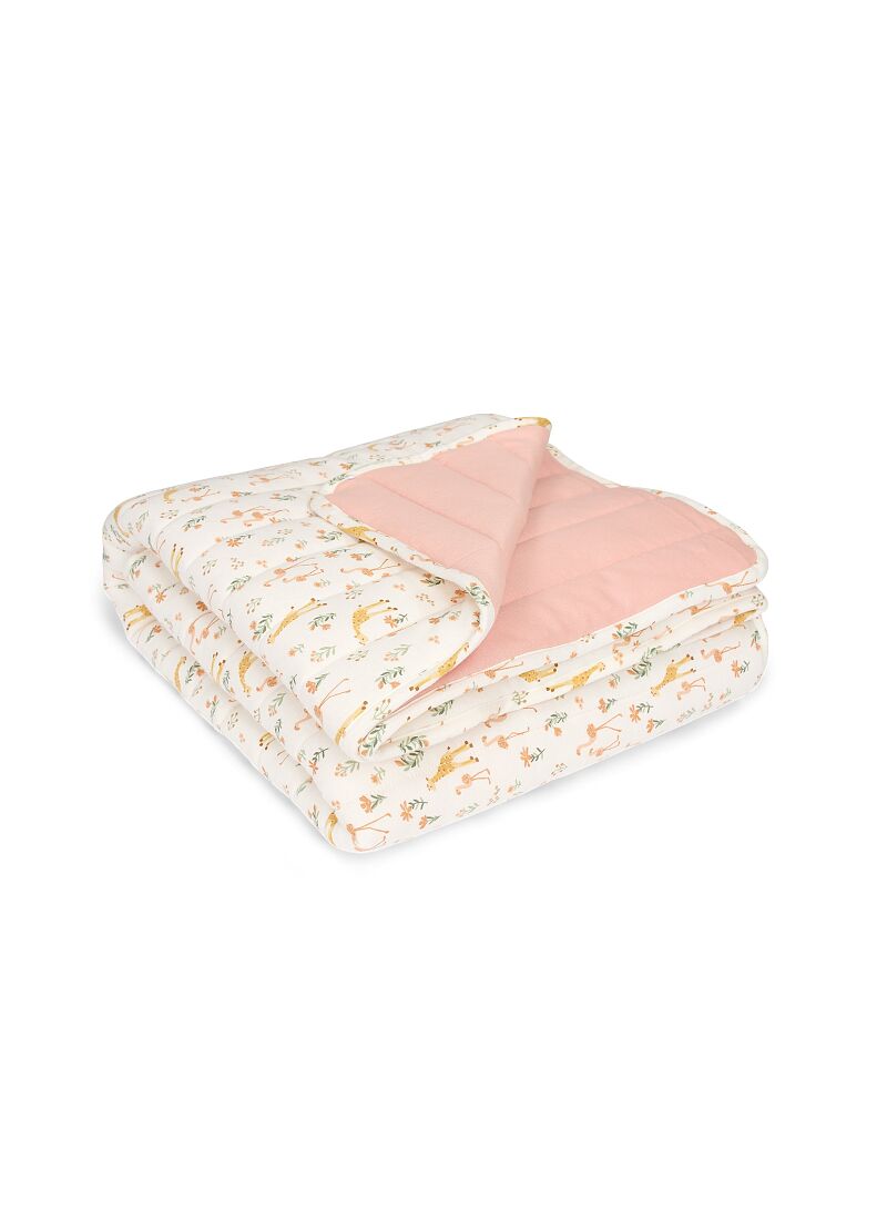 QUILTED  CRADLE BLANKET (70x100) BLOOMING SAFARI