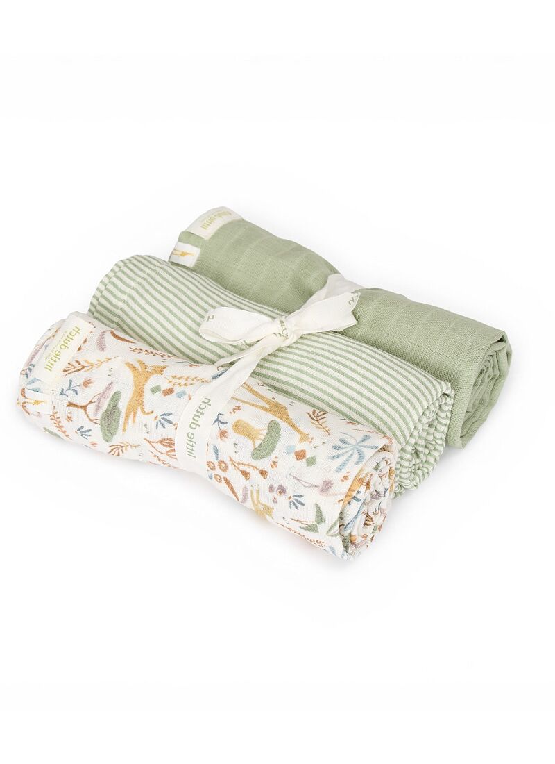 MUSLIN BLANKET (3PCS) SAFARI WONDERS