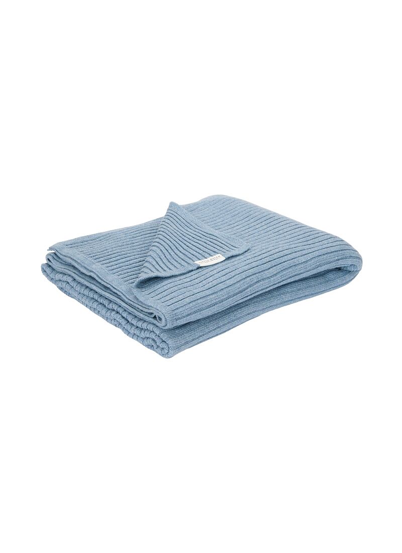 KNITTED CRIB BLANKET (110x140) PURE DENIM BLUE
