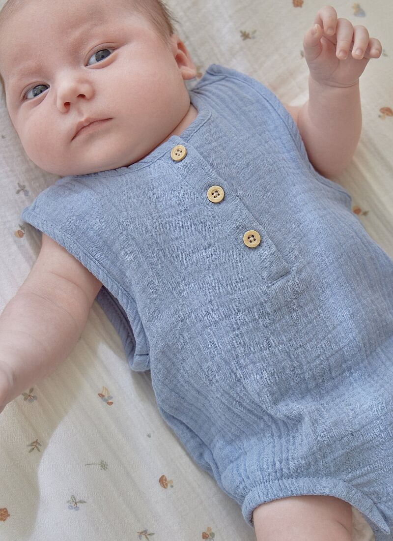 ORGANIC COTTON BODYSUIT STONE BLUE