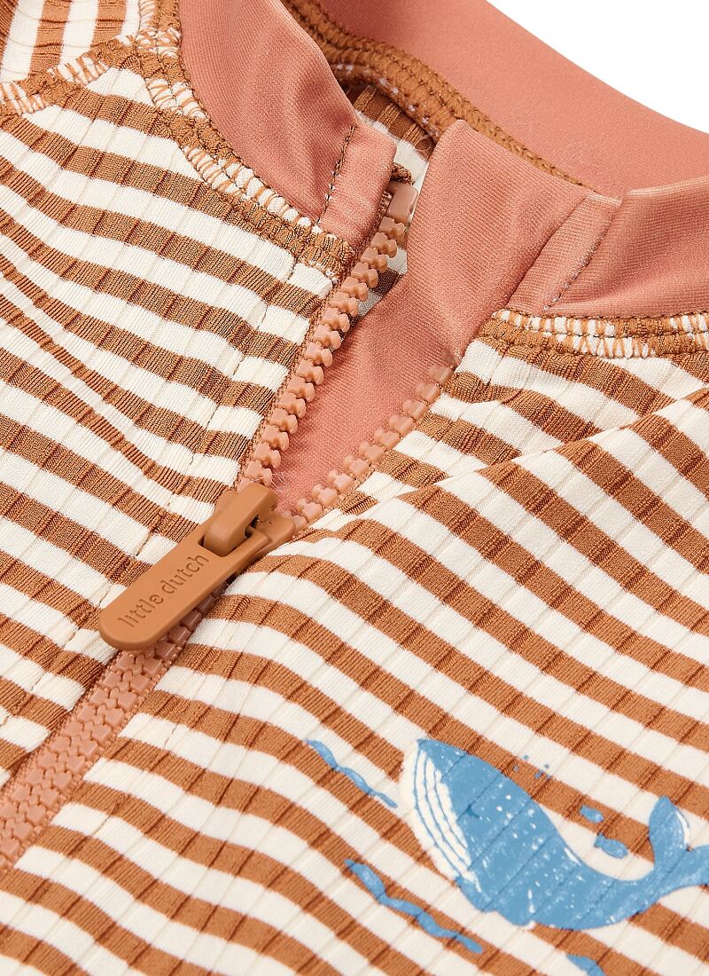 SHORT SLEEVE BATHSUIT OCEAN BROWN STRIPES