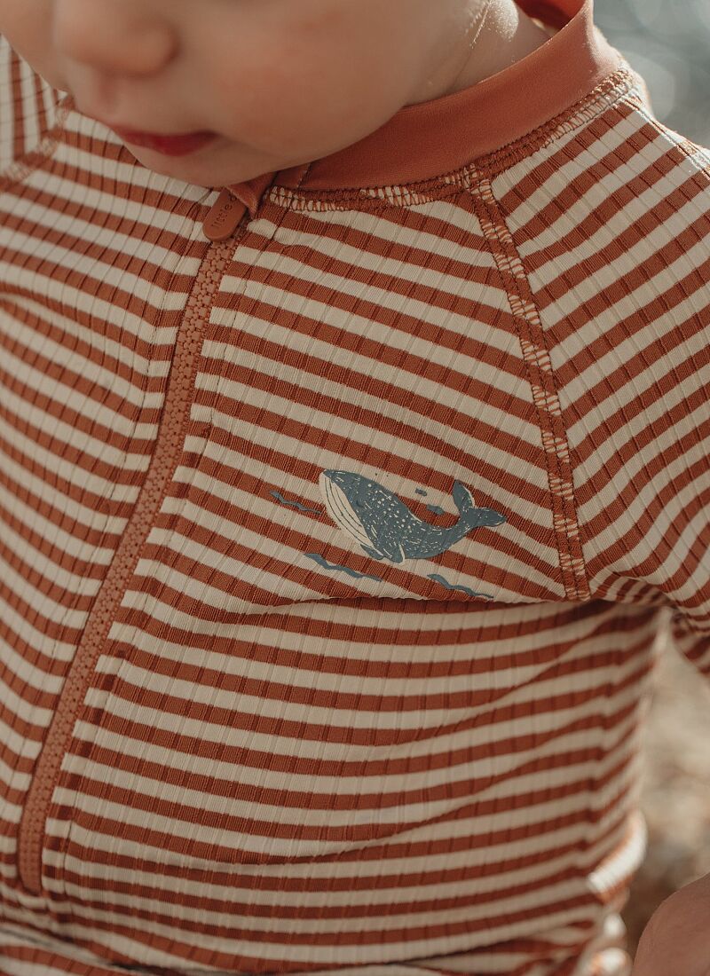 SHORT SLEEVE BATHSUIT OCEAN BROWN STRIPES