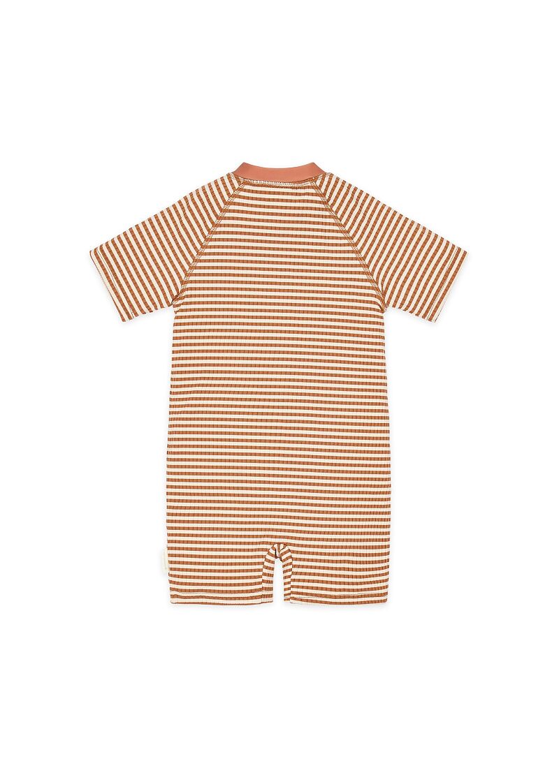 SHORT SLEEVE BATHSUIT OCEAN BROWN STRIPES