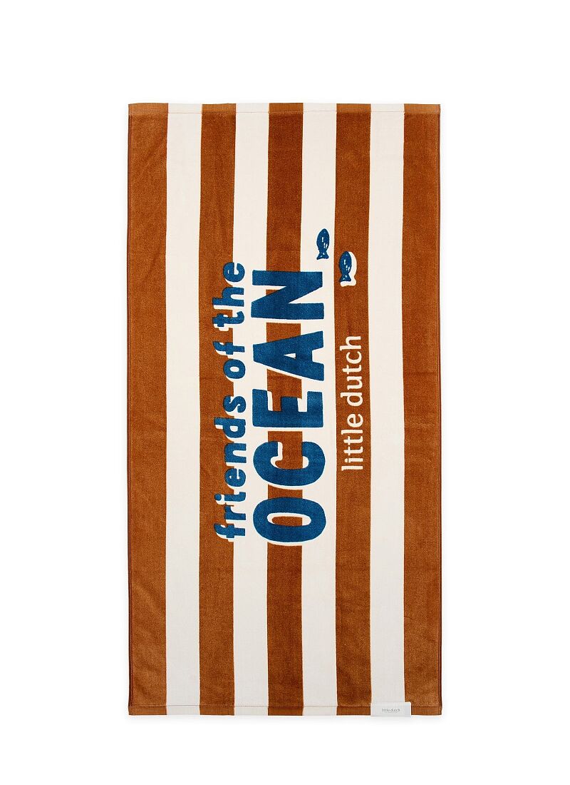 CHILDREN'S BEACH TOWEL OCEAN WORLD BROWN STRIPE