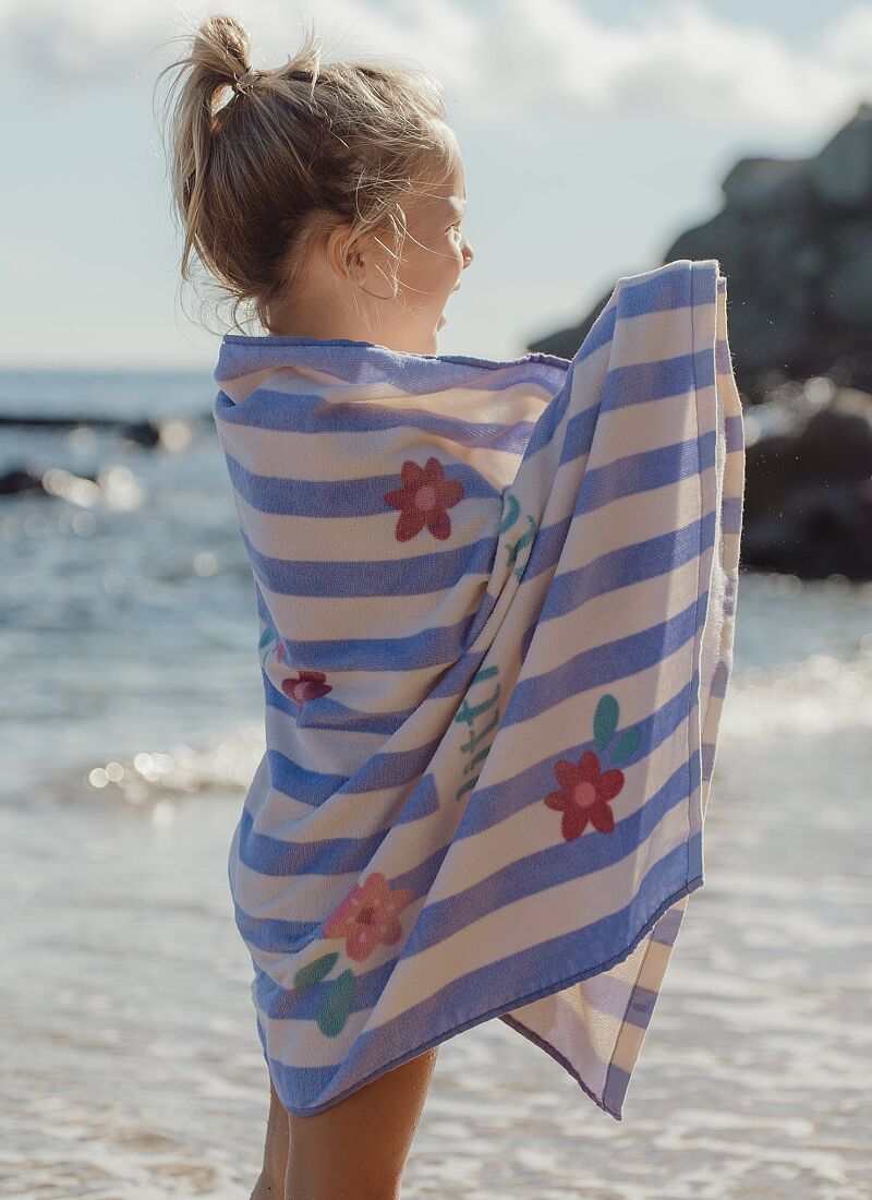 CHILDREN'S BEACH TOWEL DREAMY PURPLE STRIPE