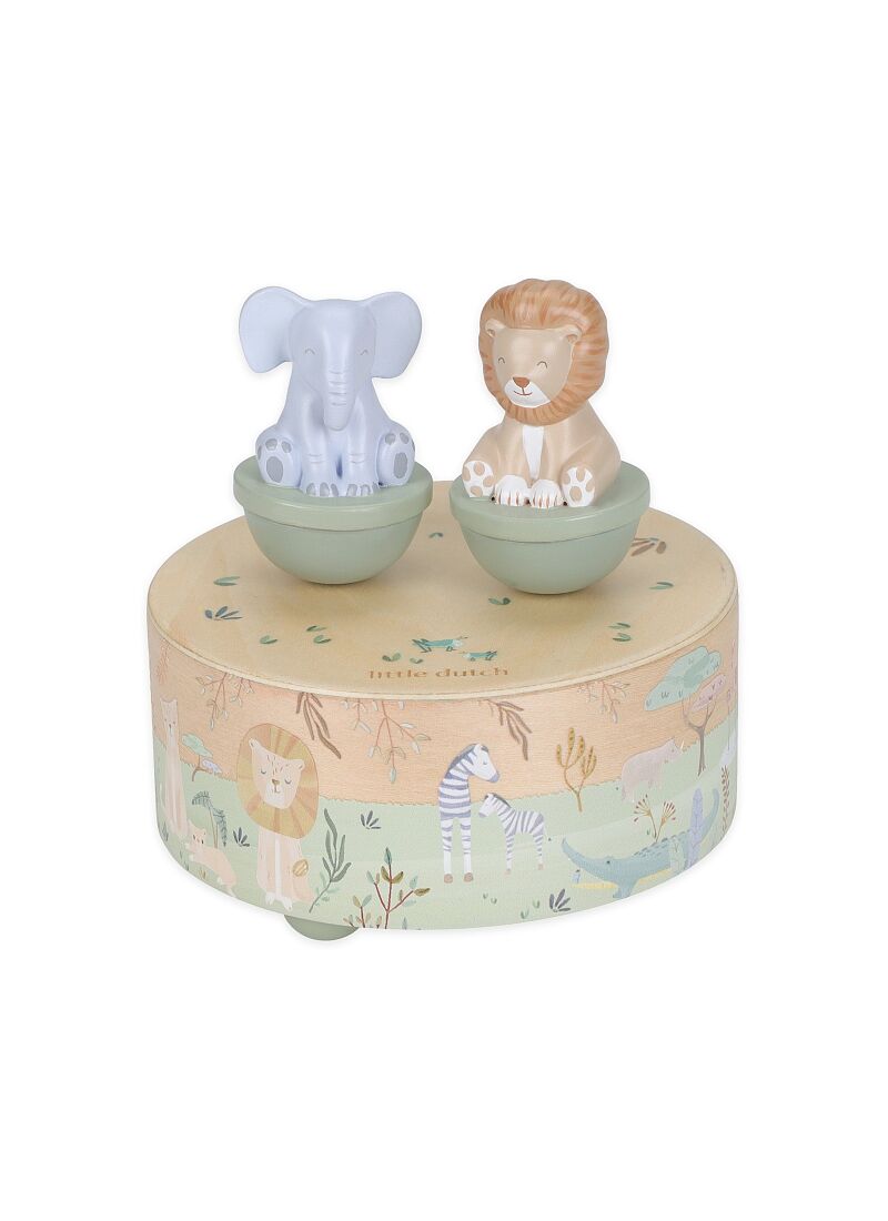 WOODEN MUSIC BOX SAFARI FRIENDS